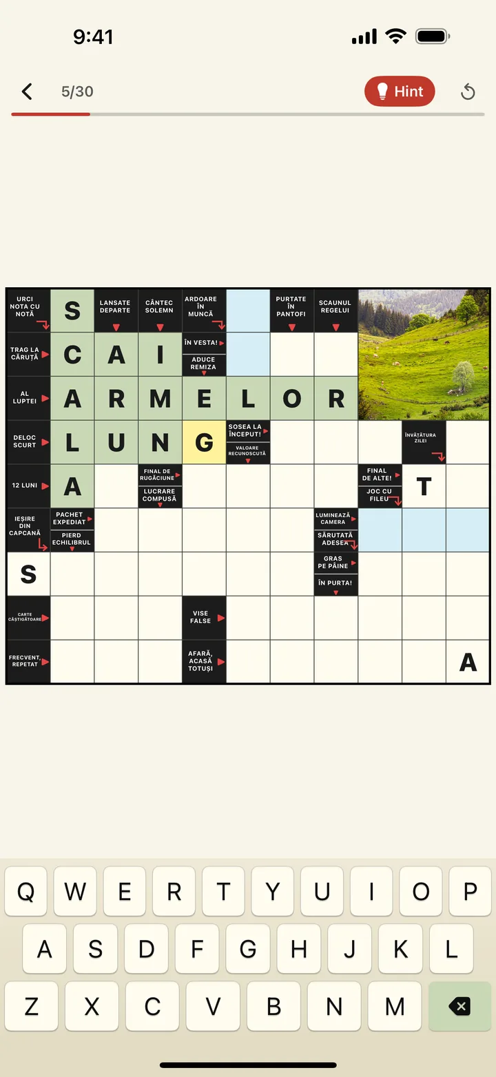 Integrame Romanian crossword puzzle with clues embedded in the grid